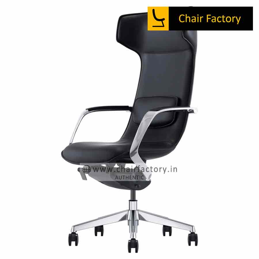 Victorious High Back Imported 100% Genuine Leather Office Black Chair